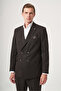 Brown Swallow Collar Striped Double Breasted 6 Drop Slim Fit Full Lining Flexible Suit 1001260286 - 2