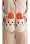 Women's Orange Strawberry Embroidered Ear-Detailed House Slippers 3 cm Byndci̇lpan01