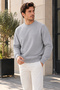 3 Thread Quality Combed Cotton Fabric Men's Crew Neck Gray Sweat Sweatshirt - 4