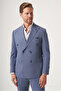 Navy Blue Swallow Collar Double Breasted 6 Drop Slim Fit Fully Lined Flexible Suit 1001260902 - 2