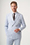 Blue Swallow Collar Double Breasted 6 Drop Slim Fit Full Lining Flexible Suit 1001260902 - 2
