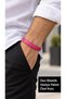 Laveric Fuchsia Leather Men's Bracelet - Vibrant Minimal Design with Long Silver Clasp