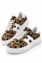 Women's Leopard Patterned Thick Sole Sneaker Lace-Up Casual Sports Shoes - 4
