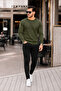 Men's Premium Crew Neck Khaki Basic Knit Sweater - 5