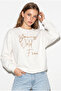 Women's White Stone Lettering Detailed Oversize Three-Thread Sweatshirt 1006 60286478