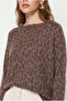Women's Brown Leopard Patterned Knitwear Blouse with Scarf Accessory 2710 60286480 - 5