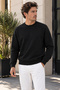 3 Thread Quality Combed Cotton Fabric Men's Crew Neck Black Sweat Sweatshirt