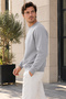 3 Thread Quality Combed Cotton Fabric Men's Crew Neck Gray Sweat Sweatshirt - 5