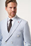 Blue Swallow Collar Double Breasted 6 Drop Slim Fit Full Lining Flexible Suit 1001260902 - 3