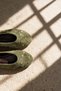 Lyna Olive Green Women's Genuine Leather Suede Metal Trok Detailed Ballerina Shoes - 4