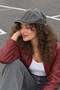 Women's Washed Gray Baker Boy Hat