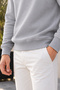3 Thread Quality Combed Cotton Fabric Men's Crew Neck Gray Sweat Sweatshirt - 3