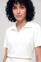 Women's White Polo Collar Pajama Set - 3
