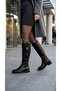 Women's Leather Look Zippered Short Heeled Below the Knee Winter Boots - 6