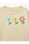 Floral Embroidered Long Sleeve Crew Neck Ribbed Sweatshirt - 5