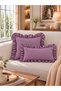 İnci Vintage Lavender Ruffled Throw Pillow Cover 1