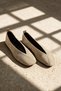 Vanesya Beige Women's Genuine Leather Suede Trok Detailed Ballerina Shoes - 2