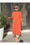 Trend Patterned Merserized Full-Length Tunic Orange