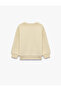 Floral Embroidered Long Sleeve Crew Neck Ribbed Sweatshirt - 4