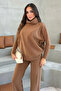 Women's Tan Soft Textured Top and Bottom Set - 4