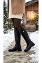 Women's Leather Look Zippered Short Heeled Below the Knee Winter Boots - 5