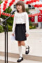 Girl's Bella Ecru Lace Blouse Black Skirt Top and Bottom Set October 29 Show Outfit - 3