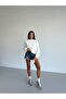 Women's White Crew Neck Oversize Two-Thread Non-Padded Sweatshirt - 5