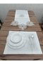 13 Piece American Service Set Cream Lace 12 Plates 1 Runner - 2