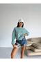 Women's Mint Crew Neck Oversize Two-Thread Non-Padded Sweatshirt - 5