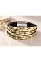 Halveri Sand Beige Leather Men's Bracelet - Multi-Row Patterned Textured Design - 3