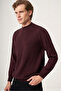Burgundy Half Turtleneck Diamond Pattern Comfort Fit Cotton Knitwear 1012265108 - 2