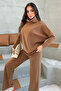 Women's Tan Soft Textured Top and Bottom Set - 3