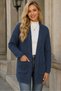 Women's Long Sleeve Open Front Pocket Hair Braided Casual Fit Stylish Daily Indigo Knitwear Cardigan - 6
