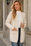 Women's Long Sleeve Open Front Pocket Hair Braided Casual Fit Stylish Daily Beige Knitwear Cardigan - 5