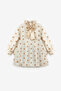 Beige Star Patterned Girl's Gabardine Dress - Poppy - 5