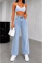Bianca Women's Snow Wash Blue Lycra Super High Waist Loose Jeans Palazzo Trousers
