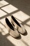 Vanesya Beige Women's Genuine Leather Suede Trok Detailed Ballerina Shoes