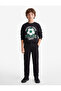 Football Themed Printed Embossed Crew Neck Long Sleeve Sweatshirt