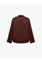 Long Sleeve Classic Collar Buttoned Satin Shirt - 6