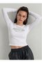 Women's Reserve Written Stone Print - Lycra Long Sleeve Body Tee Crop - 3