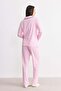 Pink Striped Buttoned Shirt Collar Pajama Set Pink - 7