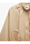 Long Sleeve Draped Pocketed Zippered Gabardine Stand Collar Seasonal Jacket - 7