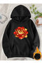 Unisex Women's Printed Hooded Kangaroo Pocket Comfortable Fit Regular Cut Sweatshirt