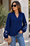 Timeless Elegance Women's V-Neck Collar Sleeves Floral Pattern Long Sleeve Stylish Viscose Blouse