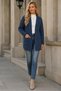 Women's Long Sleeve Open Front Pocket Hair Braided Casual Fit Stylish Daily Indigo Knitwear Cardigan - 5