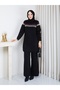 Knitted Glitter Striped Knitwear Tunic Pants Set - 9