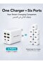 WCH34 60W 6-Port Super Fast Charger, 4×USB-A & 2×USB-C PD Ports, Multi-Port Fast Charging Power Adapter for Smartphones, Tablets, iPhone, Samsung Galaxy, Android Devices & Other USB Devices - 6