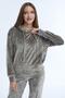 Women's Hooded Velvet Double Suit with Pocket Detail - 7