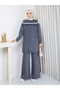 Knitted Glitter Striped Knitwear Tunic Pants Set - 4