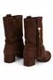 Ophelia Brown Suede Women's Daily Wear Non-Zippered Pointed Toe Tassel Detailed Stylish Modern Thick Heel Boots & Booties - 3